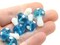 6 19mm Bright Sky Blue and White Polka Dot Mushroom Lampwork Glass Beads